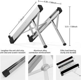 img 3 attached to Подставка для ноутбука DTK: регулируемый держатель для ноутбука из алюминиевого сплава с 6 углами - серебристый (10-17”)