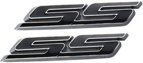 img 4 attached to 🚘 2pcs Aimoll SS Emblems ABS Sticker: Stunning 3D Logo for Impala Cobalt Camaro 2010-2017 (Chrome Black)