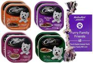 🍗 cesar dog food 4 flavor 8 can variety bundle: oven roasted chicken, filet mignon, prime rib, turkey - includes rope toy and fun facts booklet (3.5 ounces) logo