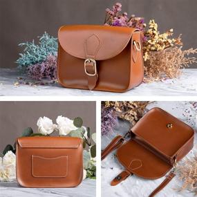 img 3 attached to 👜 Small Retro Cambridge Satchel Crossbody Bag: Vegan Leather, Vintage Style, Simple Handbag for Women, Faux Leather Casual Purse