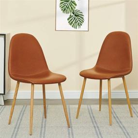 img 1 attached to 🪑 Set of 2 GreenForest Dining Chairs, Vintage Camel Brown PU Leather Upholstered Side Chairs with Metal Legs - Mid Century Modern Kitchen Room Chairs