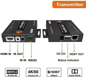 img 2 attached to 🔌 J-Tech Digital HDBaseT 4K@60HZ HDMI Extender: Премиальное качество CAT6-решение с одним кабелем (230 футов @ 1080P / 131 фут @ 4K), поддержка HDCP2.2, глубокая цветопередача, двойной ИК-передатчик, поддержка DTS/Dolby Digital, CEC, RS232.