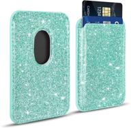 💚 newseego iphone 12 pro max mini magsafe glitter pu leather card holder - holds 2 cards, green - perfect for girls and women логотип