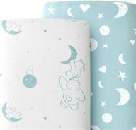 jumpoff jo – 2 pack set: premium 100% cotton crib sheets with adorable bear & moon design - super soft & breathable mattress topper logo