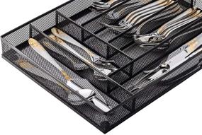 img 2 attached to 🍴 Halter Silverware Tray Set: Organize Your Kitchen Utensils with this Steel Mesh Cutlery Drawer Organizer - Set of 2 (Large)