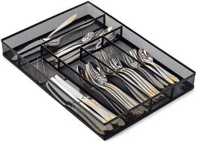 img 4 attached to 🍴 Halter Silverware Tray Set: Organize Your Kitchen Utensils with this Steel Mesh Cutlery Drawer Organizer - Set of 2 (Large)