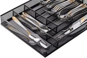 img 1 attached to 🍴 Halter Silverware Tray Set: Organize Your Kitchen Utensils with this Steel Mesh Cutlery Drawer Organizer - Set of 2 (Large)