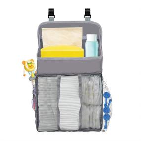 img 4 attached to 👶 COCODE Hanging Diaper Caddy and Nursery Organizer for Baby Crib, Playard, Changing Table - Stacker for Baby Essentials & Baby Shower Gifts, Newborn Grey