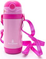 🍼 primo passi insulated straw water bottle for kids - 12 ounce thermos bottle (pink) логотип