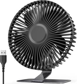 img 4 attached to Enhance Your Workspace with the 2021 Upgraded 6 INCH USB Desk Fan: Powerful Airflow, 4 Speeds, Whisper Quiet, 90° Tilt, 4.9 ft Cord, Black Metal Finish Bracket