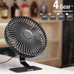 img 3 attached to Enhance Your Workspace with the 2021 Upgraded 6 INCH USB Desk Fan: Powerful Airflow, 4 Speeds, Whisper Quiet, 90° Tilt, 4.9 ft Cord, Black Metal Finish Bracket