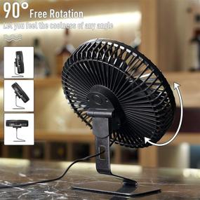 img 1 attached to Enhance Your Workspace with the 2021 Upgraded 6 INCH USB Desk Fan: Powerful Airflow, 4 Speeds, Whisper Quiet, 90° Tilt, 4.9 ft Cord, Black Metal Finish Bracket