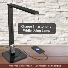 img 2 attached to 💡 Fugetek LED Desk Office Lamp: 27 Eye-Caring Recessed LEDs, 5-Level Brightness, 4-Lighting Modes, USB Charging Port, Touch Control