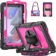 hxcaseac samsung tab a7 lite case 8.7 inch 2021 - shockproof protective cover with screen protector, hand strap & pen holder - 360 rotating stand for galaxy tab a7 lite case (sm-t220/t225/t227) - rose logo