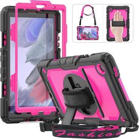 img 4 attached to HXCASEAC Samsung Tab A7 Lite Case 8.7 inch 2021 - Shockproof Protective Cover with Screen Protector, Hand Strap & Pen Holder - 360 Rotating Stand for Galaxy Tab A7 Lite Case (SM-T220/T225/T227) - Rose