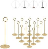 🌟 stylish urban deco 16-piece table card holder set - elegant 8-inch gold place steel card holders for photos, food signs, memo notes - perfect for weddings, restaurants & birthdays! logo