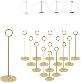 img 4 attached to 🌟 Stylish Urban Deco 16-piece Table Card Holder Set - Elegant 8-inch Gold Place Steel Card Holders for Photos, Food Signs, Memo Notes - Perfect for Weddings, Restaurants & Birthdays!