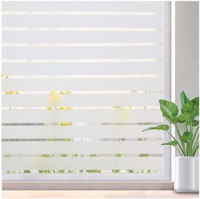 img 4 attached to 🔒 Enhance Privacy with Viseeko Decorative Stripe Patterns Window Film: Static Cling, Non-Adhesive, Perfect for Home, Office, Kids Study and Meeting Rooms