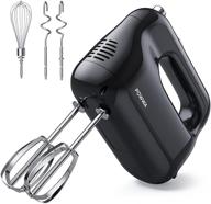 🍰 powwa hand mixer - 5 speed electric kitchen handheld mixers with 5 food grade stainless steel attachments (2 beaters, 2 dough hooks, 1 whisk) for whipping/mixing cake, egg, cream, cookies логотип