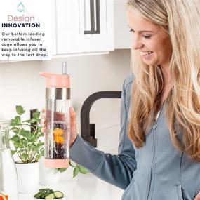 img 2 attached to 🍹 Kauai Sunset Infusion Pro Fruit Infuser Water Bottle with Straw Lid 24 oz : Flip-Up Water Bottle Straw : Insulated Sleeve &amp; Fruit Infusion Water eBook : Bottom Loading Water Infuser for Enhanced Flavor