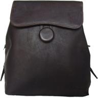 stylish leather flap over button backpack in chocolate - a must-have accessory logo