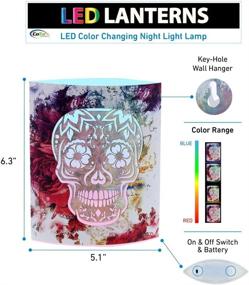 img 3 attached to 🏮 CoTa Global Day of The Dead Sugar Skull LED Lantern - Color Changing Light Art Design for Home Garden Decoration - 6.5 Inch Handcrafted Lamp Accent for Bedroom, Living Room, Indoor and Outdoor - Portable Lanterns