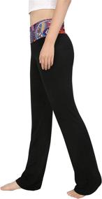 img 3 attached to Flare Leg Workout Leggings: HDE Women's Color Block Fold Over Waist Yoga Pants for Active Women