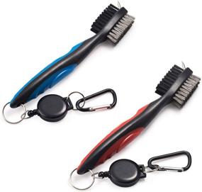 img 4 attached to 🏌️ 2-Pack Golf Club Brush & Groove Cleaner with Zip-line & Carabiner - Xintan Tiger Cleaning Tools