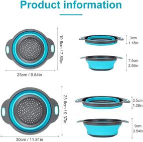 img 2 attached to 🥦 Collapseable Colander Basket Set of 2, Silicone Telescopic Drain Tool for Washing Vegetables and Fruits – Small & Big Sizes with Handle, Ideal for Kitchen, Home, and Restaurant – Round Shape in 3 Colors (Blue)