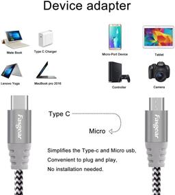 img 1 attached to 🔌 Fasgear USB C к кабелю Micro USB 30 см: прочный серый нейлоновый оплетенный шнур для Galaxy S7/S6, HTC One/10 и других (1 фут)