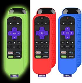 img 4 attached to 📺 Protective Silicone Case for TCL Roku TV Steaming Stick 3600R Remote Control - 3 Pack (Glow Green, Blue, Red)