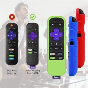 img 3 attached to 📺 Protective Silicone Case for TCL Roku TV Steaming Stick 3600R Remote Control - 3 Pack (Glow Green, Blue, Red)