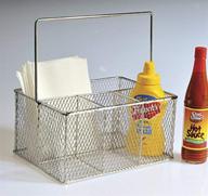 🍽️ g.e.t. enterprises stainless steel mesh wire flatware basket - perfect for condiments - pack of 1 logo