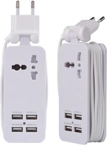 img 4 attached to 🔌 Europe USB Power Strip - 4 Port Charger Station, Universal Socket, Compact Design - White Color