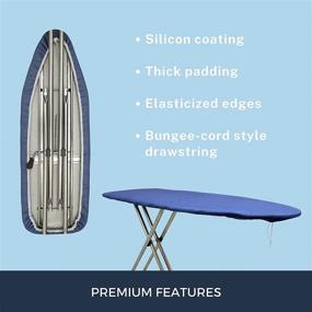 img 2 attached to 👕 Premium Blue Ironing Board Cover and Pad: 18x49 Inch, Extra Wide, Adjustable Elastic Edge Fit, Extra Thick, Heat Reflective, Non Stick Scorch and Stain Resistant