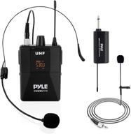 portable uhf wireless microphone system kit - professional cordless microphone set with headset 🎤 mic, lavalier mic, beltpack transmitter, receiver - perfect for karaoke &amp; conferences - pyle pdwmu112 logo