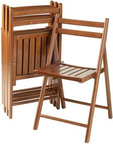 img 4 attached to 🪑 Winsome Robin 4-PC Folding Set Teak Chair: Stylish, Space-Saving Outdoor Furniture