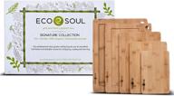 eco soul набор из 5-и разделочных досок из бамбука: сертифицированных usda, с антискользящим покрытием, прочных для нарезки в кухне, мяса, овощей, сыра, их остатков. логотип