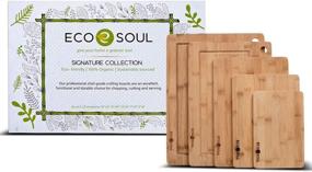 img 4 attached to ECO SOUL Набор из 5-и разделочных досок из бамбука: сертифицированных USDA, с антискользящим покрытием, прочных для нарезки в кухне, мяса, овощей, сыра, их остатков.