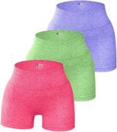 🩳 women's oqq 3 piece yoga shorts: high waist gym leggings for seamless athletic workouts logo
