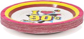 img 3 attached to 🎉 90's Party Supplies Set with 24 9" Paper Plates, 24 7" Plates, 24 9 Oz Cups, and 50 Lunch Napkins - Perfect for Computer Fun Theme, Floppy Disk, CD, I Love The 1990's Throwback Neon Retro Birthday Celebration Decor