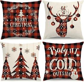 img 4 attached to MODOVOS Christmas Pillow Decorations Buffalo Home Decor for Decorative Pillows