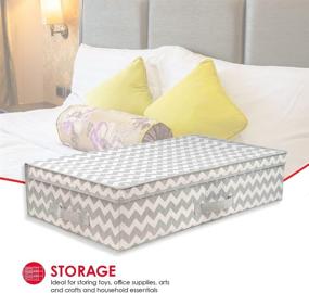 img 2 attached to 📦 Home Basics Chevron Collection Under-the-Bed Storage and Organization Bags, Bins, Boxes with Handle – Ideal for Comforter, Clothes, Blanket, Shoes, Sweaters – Grey