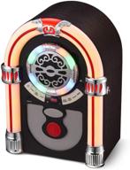 🎵 ueme retro tabletop jukebox cd player with bluetooth, fm radio, aux-in port, and color-changing led lights logo