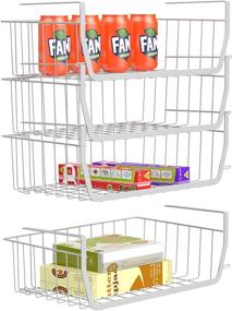 img 4 attached to 📦 Space-Saving Under Shelf Basket, iSPECLE Stackable Wire Storage Baskets 4 Pack - Pantry Organization Solution, Easy to Install