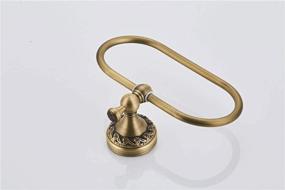 img 1 attached to 🛁 Enhance Your Bathroom Décor with Flybath Oval Towel Ring Antique Brass: Exquisite Carving, Wall Mounted Hand Towel Holder in Brushed Bronze