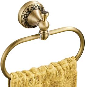 img 4 attached to 🛁 Enhance Your Bathroom Décor with Flybath Oval Towel Ring Antique Brass: Exquisite Carving, Wall Mounted Hand Towel Holder in Brushed Bronze