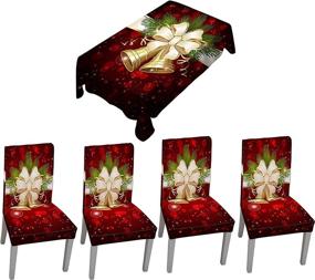 img 3 attached to 🎄 Christmas Tablecloth Chair Covers: Festive Decorations for Added Holiday Charm