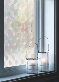 img 3 attached to 🌈 Enhance Your Space with QHYsunshine Frosted Stained Glass Window Film - Glue-Free, Privacy-Boosting, and Reusable! Perfect for Living Room, Bathroom, and Office Décor - 17.5 x 78.7 in