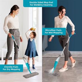 img 2 attached to 🧹 Flexi-Neck Spray Mop: 2 Reusable Pads, 500ML Refillable Bottle - Dust & Hardwood Floor Cleaning for Home, Kitchen, Laminate Floors, Ceramic Tiles (Green)